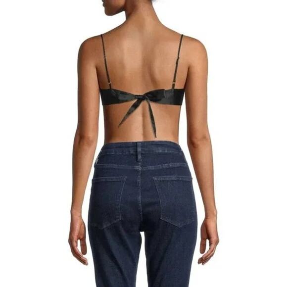 Danielle Bernstein by WeWoreWhat Cowl Top Stretch Charmeuse Black Large - Picture 2 of 8